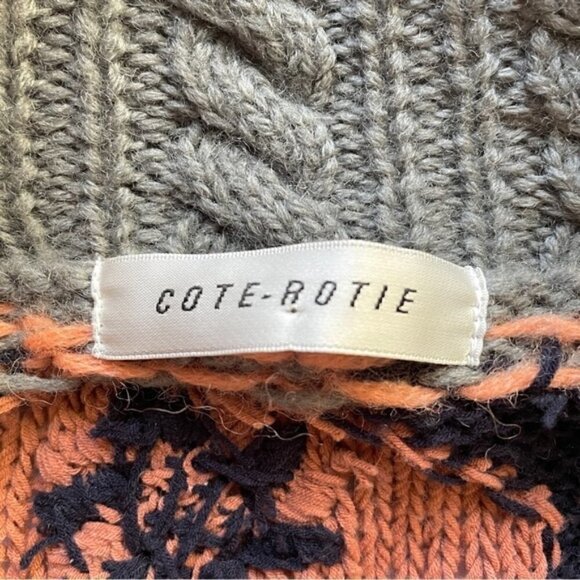 Cote-Rotie Gray Orange Patchwork Patterned Kidcore Cardigan Sweater - M/L - Picture 7 of 10